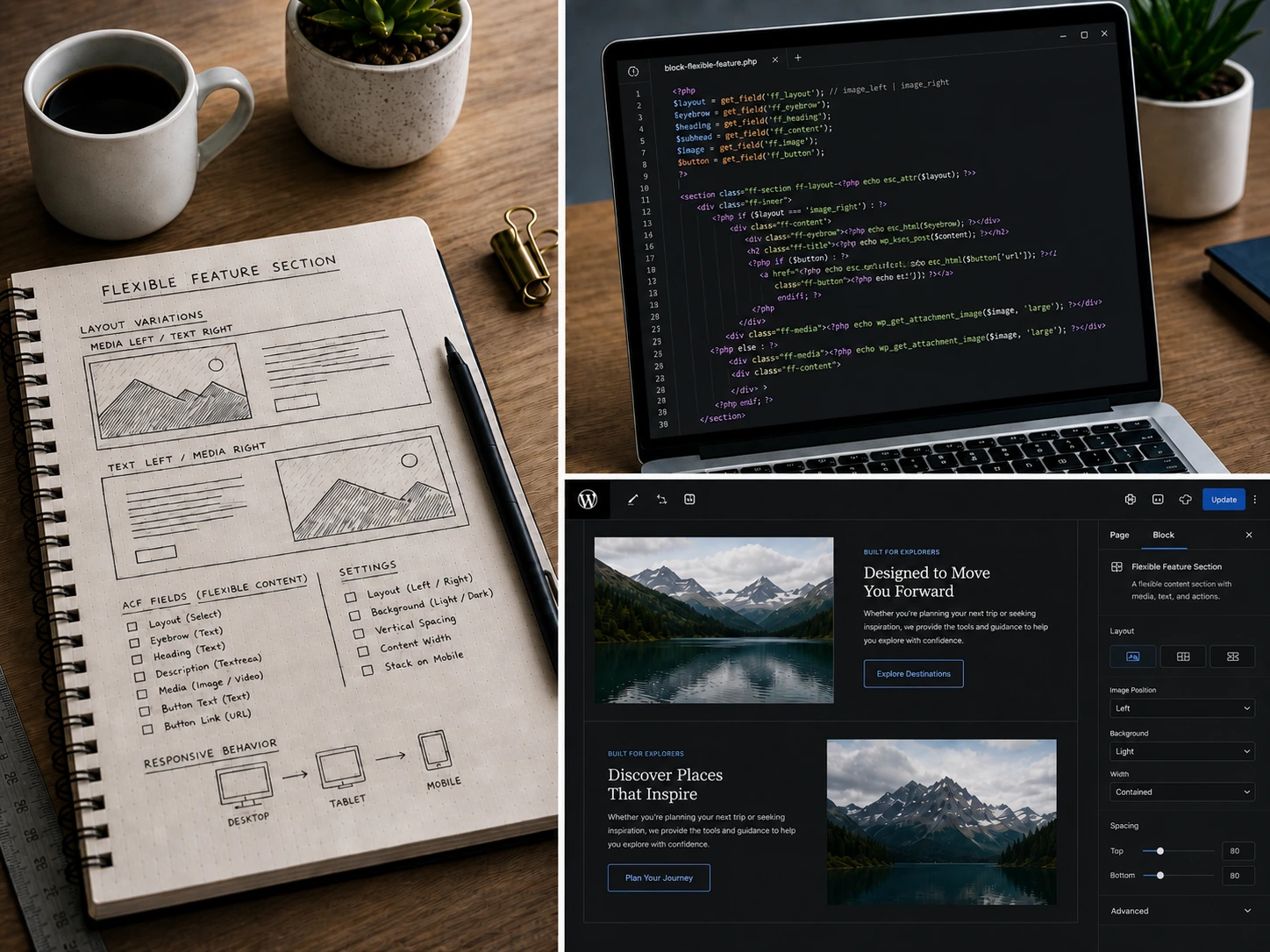 Flexible Feature Section hero example showing content and media working together in a structured layout.